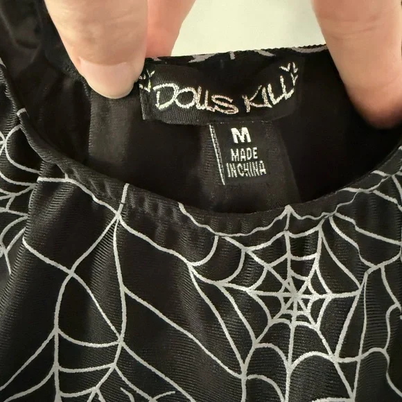 Dolls Kill Spider Web Reflective Cutout Body Suit - Picture 5 of 6